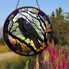 1pc 5.9'' * 85.9'' Colorful Glass Style Acrylic Bird Suncatcher - Colored Crow & Halloween Raven Design - Gothic Window Hanging Decoration - Perfect Gift For Bird Lovers And Housewarming - Multicolor - View 3
