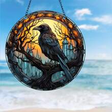1pc 5.9'' * 85.9'' Colorful Glass Style Acrylic Bird Suncatcher - Colored Crow & Halloween Raven Design - Gothic Window Hanging Decoration - Perfect Gift For Bird Lovers And Housewarming - Multicolor - View 4