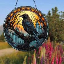 1pc 5.9'' * 85.9'' Colorful Glass Style Acrylic Bird Suncatcher - Colored Crow & Halloween Raven Design - Gothic Window Hanging Decoration - Perfect Gift For Bird Lovers And Housewarming - Multicolor - View 5