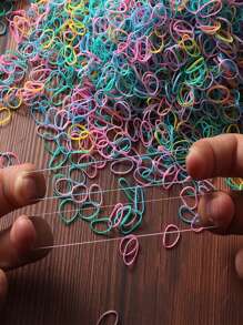 1000条装不伤发橡皮筋一次性发圈韧性好不易断橡皮筋发绳日常发饰卷发工具 - 彩色 - 查看 5