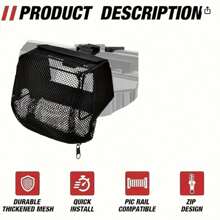 Brass Shell Catcher, Universal Shell Catcher Net With Picatinny Rail Mount, Heat-Resistant Mesh Fabric, Suitable For Rifle Shooting Range Brass Shell Collection - Black - View 3