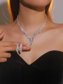 3peças Conjunto de joias Decoração de strass