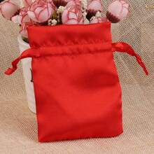 10pcs/Lot 8x10cm 10x15cm New Silk Jewelry Gift Bag Glossy Smooth Silk Satin Multicolour Gift Bag Drawstring Pouch For Wedding Party Candy Bag Luxury High-Quality Jewelry Packing Necklace Rings Beads Hair Travel Convenient Storage Bag - Red - View 2