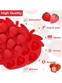 1入組草莓模具，矽膠 3D草莓巧克力模具，適用於聖誕裝飾用肥皂、冰塊、蠟燭、軟糖和杯子蛋糕