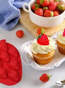 1入組草莓模具，矽膠 3D草莓巧克力模具，適用於聖誕裝飾用肥皂、冰塊、蠟燭、軟糖和杯子蛋糕