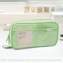 Large Capacity Volcano Print Pen Case, Lay Flat Simple Pencil Bag, Office Desk Organizer, School Supplies, Transparent Side For Easy Viewing, Fits In Backpack - Multicolor - View 11