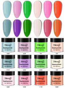 浸粉指甲套装入门款，Y2K 美学色彩浸粉套装，带浸液套装，透明粉底，适用于法式美甲家居 DIY，适合美甲入门美甲沙龙家居 DIY，适合女孩女士 - 彩色 - 查看 1