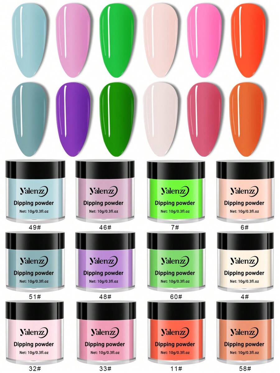 浸粉指甲套装入门款，Y2K 美学色彩浸粉套装，带浸液套装，透明粉底，适用于法式美甲家居 DIY，适合美甲入门美甲沙龙家居 DIY，适合女孩女士 - 彩色 - 查看 1