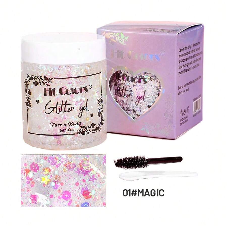 Fit Colors Bộ Gel Lấp Lánh Dung Tích Cao 6 Màu, 100Ml, Dành Cho Halloween, Giáng Sinh, Hộp Đêm, Sân Khấu, Phấn Mắt óng ánh Và Lấp Lánh - 01 # - Xem 1