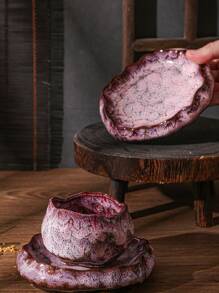 1 件创意莲花形陶瓷杯碟套装，反应釉咖啡杯，适用于茶、咖啡、牛奶、果汁，适用于户外、婚礼、派对、礼物、生日、圣诞节 - 藍色 - 查看 16