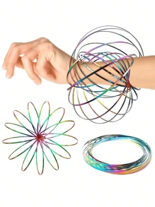 1 Đồ chơi cánh tay vòng xoay Flow Ring, Vòng tay đồ chơi vòng ma thuật Vòng tay lò xo động học, Vòng tay Kinetic Flow 3D Đồ chơi cánh tay Slinky Vòng quay huyền bí, Đạo cụ khiêu vũ tiệc mát mẻ tương tác đa giác quan (Một số bộ phận được gửi ngẫu nhiên) - Nhiều màu - Xem 2