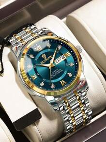 BINBOND Luxury Watch For Man Elegant Date Week Waterproof Luminous Men Watch Quartz Stainless Steel Sports Men's Watches - 綠色 - 查看 3