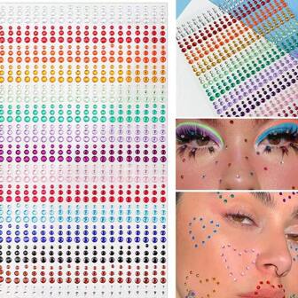 15 Colors Hair, Body, Face, Nail, Eye Jewel Gemstone Stickers For Shiny Decoration