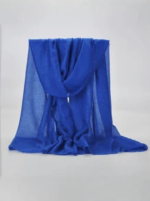 Boho 1pc Simple Printed Scarf For Women, New Design, Spring And Summer, Sun Protection, Beach, Fashionable, Head Scarf, Shawl, Neck Warmer, Long Scarf - Solid Color Shiny Silk Scarf Shawl - View 8