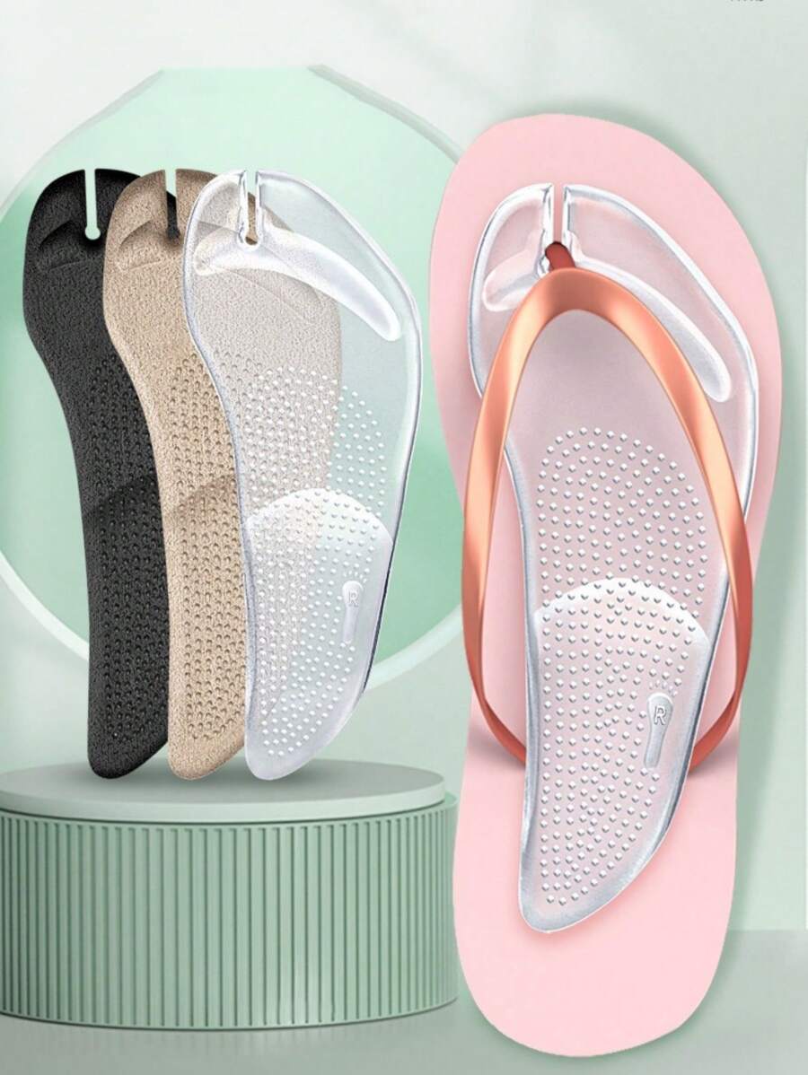1 Pair Herringbone Thong Sandals Insoles With Self-Adhesive Soft Soles, Anti-Slip And Cushioning - Multicolor - View 1