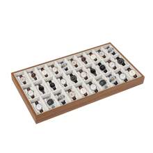 30 Grid Watch Jewelry Tray Organizer Wooden Box Organizer Display Tray Watch Bracelet Display Holder With Removable Pillow For Men & Women Storage And Display