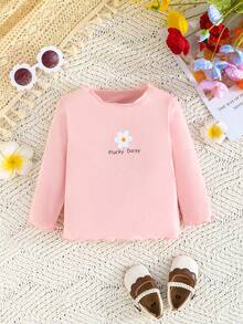 3 món/bộ trang phục xuân thu giản dị và dễ thương cho bé gái, bao gồm 3 cách kết hợp khác nhau với áo dài tay in chữ và hoa - Nhiều màu - Xem 4