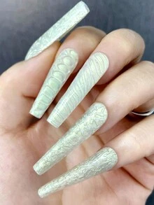 1box/60pcs 3D Silicone Nail Art Printing Mold Kit, Including 5 Patterns With 12 Pieces In Different Sizes Each, Flexible & Reusable Silicone Material For Any Combination With Nail Molds - White - View 6