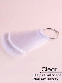 50Pcs Nail Swatches Oval Round Tips For Display Nail Samples Gel Polish Palette Color Chart Manicure Practicing Tools
