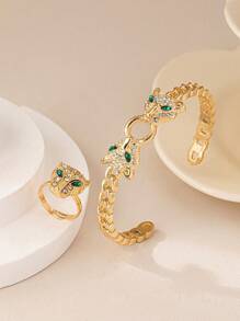 Ladies' Fashionable Leopard Head Personalized Accessories Suitable For Daily Commuting Can Be Given As Gifts - Yellow Gold - View 3