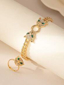 Ladies' Fashionable Leopard Head Personalized Accessories Suitable For Daily Commuting Can Be Given As Gifts - Yellow Gold - View 4