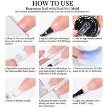 4支装 7毫升 不粘手型 固体延长指甲油 透明 白色 裸色 雕刻花朵 美甲 UV凝胶 丙烯酸指甲油