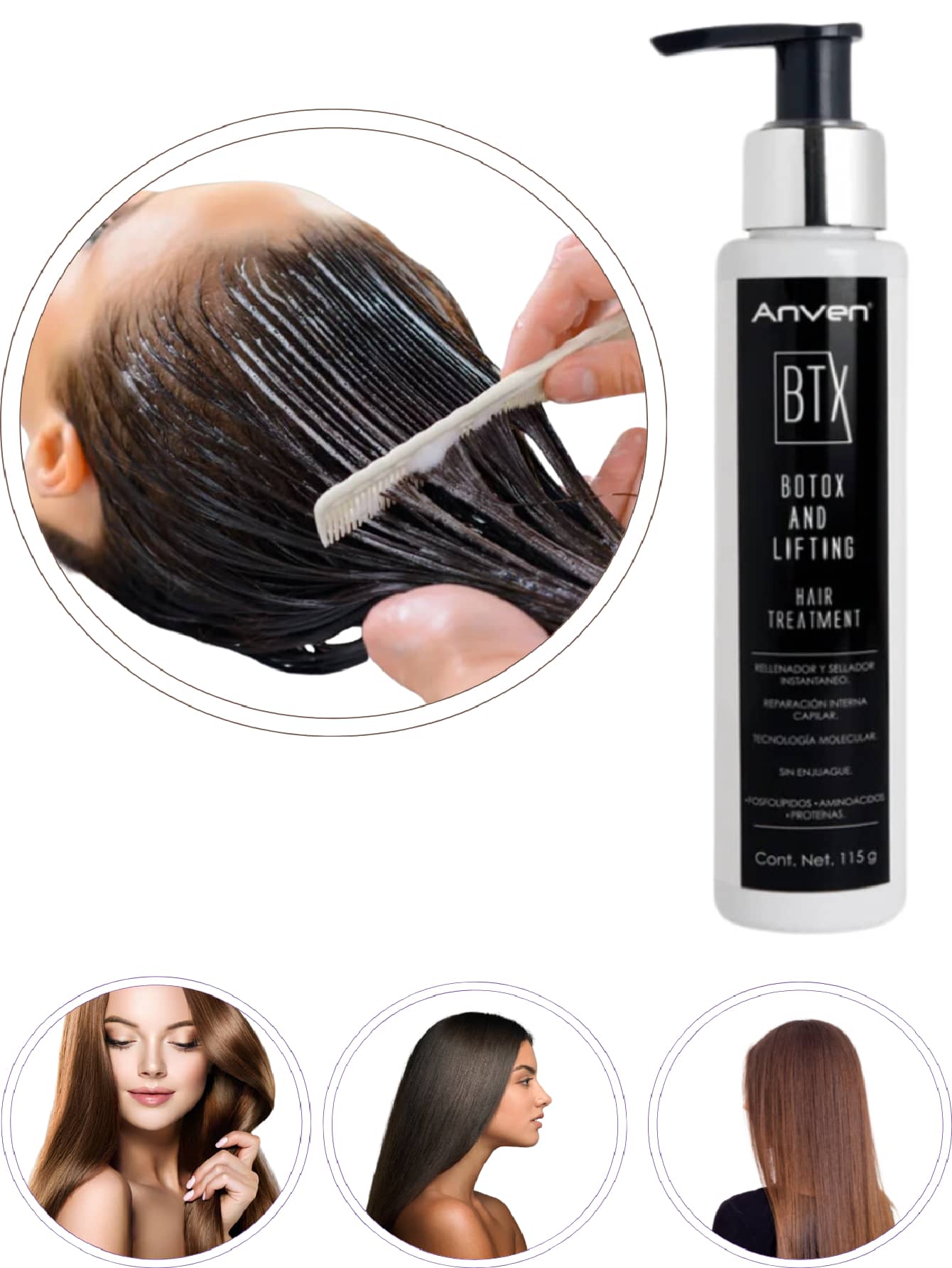 Anven Botox y Lifting Capilar, Tratamiento Capilar Rellenador y Sellador Instantáneo - Blanco - Ver 1