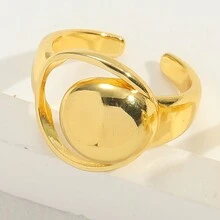 1 chiếc nhẫn đồng thời trang được cá nhân hóa với trang trí rỗng bằng đá Zirconia nhân tạo, thiết kế cổ điển tinh tế & khả năng mở có thể điều chỉnh, thích hợp cho trang phục hàng ngày của phụ nữ - Vàng - Xem 7