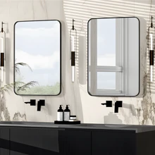 CASSILANDO Wall Mirror Bathroom Mirror, 50*71cm Black Rectangular Mirror With Aluminum Alloy Frame, Rounded Corner Hanging Mirror Decor For Entryway, Bedroom, Living Room - Black - View 4