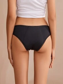 1 件女士吸水黑色防漏月经内裤，低腰舒适弹力贴身内裤，适合经期使用 - 黑色 - 查看 7