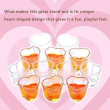 6/12 件粉色心形小酒杯迷你可爱小酒杯龙舌兰粉色小酒杯适用于浓缩咖啡烧酒龙舌兰伏特加情人节婚礼派对 - 彩色 - 查看 9