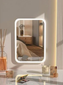 Miroir de maquillage éclairé par LED, miroir de beauté portatif illuminé avec 3 couleurs d'éclairage et luminosité réglable à écran tactile, miroir de vanité de bureau pliable à LED avec batteries rechargeables, meilleur cadeau pour voyager