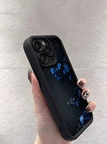 蓝色手机壳 Apple 1 件蓝色玫瑰花复古神秘图案防震防滑 TPU 手机壳适用于 防水防摔防刮 - 黑色 - 查看 5