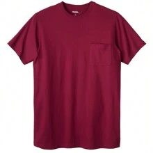 KingSize Men's Big & Tall Shrink-Less Lightweight Pocket Crewneck T-Shirt - 葡萄酒 - 查看 1