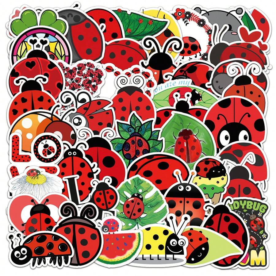 Bộ 50 Ngộ nghĩnh Dễ Thương Bọ Rùa Chống Nước Miếng Dán DIY Cho Điện Thoại Laptop Ván Trượt Sáng Tạo Graffiti Xe Ô Tô Xe Máy Miếng Dán - Nhiều màu - Xem 1