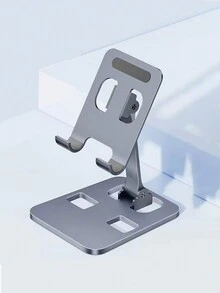 1入灰色鋁合金桌面可折疊便攜式手機架，適用於休閒觀看直播的智能手機和平板電腦架 - 灰色 - 查看 1