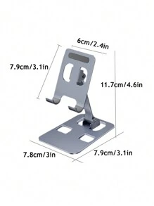 1入灰色鋁合金桌面可折疊便攜式手機架，適用於休閒觀看直播的智能手機和平板電腦架 - 灰色 - 查看 7