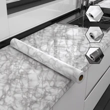 10M Sticky Back Self Adhesive Vinyl Film Worktop Cupboard Door Sticker Wallpaper - Light Grey - View 1