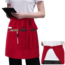 55.88cm Black Server Apron With 3 Pockets, Waterproof Mid-Length Waist Apron For Men & Women, Restaurant/Cafe Waitress/Waiter Uniforms - Multicolor - View 1