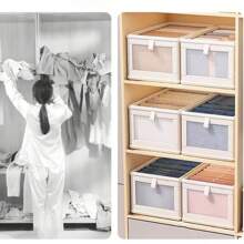 cesto organizador grande  roupa cobertor casacos armário  47X27X20 cm bom material KEHOME - 47X27X20 cm - Visão 3