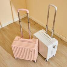 18-Inch Fresh Style Cute Aviation Trolley Suitcase With Password Lock For Travel, Carry-On Luggage Bag For Men And Women Hand Luggage Trip School Holiday Honeymoon Vacation Study Abroad Travel Accessories Ideal Choice For Gifts Durable For Boys Girls Student Couple Bag For School School Accessories School Stuff