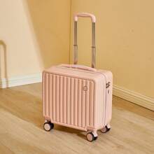 18-Inch Fresh Style Cute Aviation Trolley Suitcase With Password Lock For Travel, Carry-On Luggage Bag For Men And Women Hand Luggage Trip School Holiday Honeymoon Vacation Study Abroad Travel Accessories Ideal Choice For Gifts Durable For Boys Girls Student Couple Bag For School School Accessories School Stuff