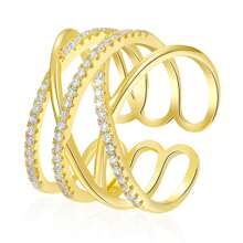 Vàng Tuyên Bố Cho Nữ, Nhẫn Nữ Mạ Vàng 14K Mở Vòng Hầu Tước Đính Đá Cubic Zirconia Có Thể Điều Chỉnh Cho Nữ Teen Girls - Vàng - Xem 15