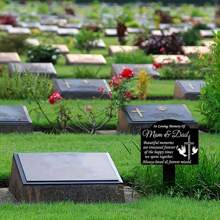 1pc Metal Waterproof Sunshade Memorial Sign Stake, Grave Marker, Black Memorial Garden Stake, Condolence Cemetery Stake, Outdoor Yard Cemetery Waterproof Memorial Decoration, Family Memorial Symbol - Black and White - View 6