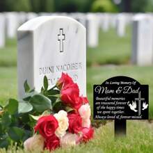 1pc Metal Waterproof Sunshade Memorial Sign Stake, Grave Marker, Black Memorial Garden Stake, Condolence Cemetery Stake, Outdoor Yard Cemetery Waterproof Memorial Decoration, Family Memorial Symbol - Black and White - View 4