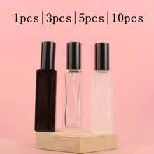 Square 20ml Black Frosted Refillable Perfume & Toner Spray Bottle, Transparent Glass Fine Mist Press Pump Portable Empty Container For Essence, Liquid Sampling - Available In A Pack Of 1/3/5/10