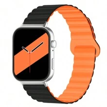 1 pièce Bracelet magnétique silicone bicolore , compatible avec les montres connectées Watch Fit 3, Watch Fit 4 et Watch Fit 4 Pro, avec connecteur en métal