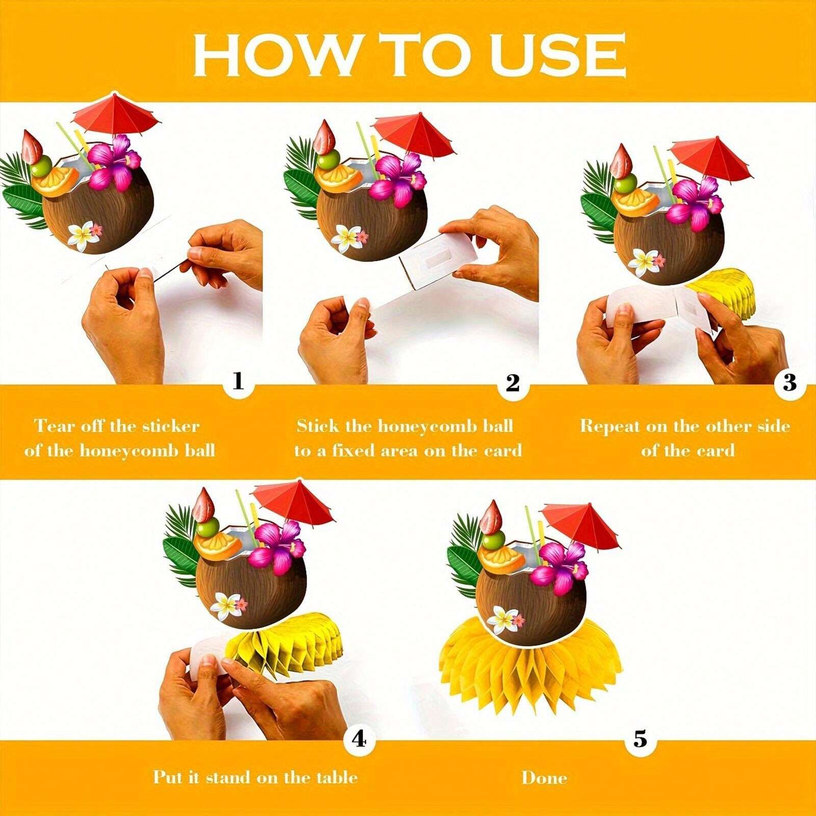 8pcs, Hawaiian Centerpieces For Tables, Luau Table Decorations, 3D