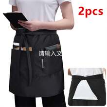 55.88cm Black Server Apron With 3 Pockets, Waterproof Mid-Length Waist Apron For Men & Women, Restaurant/Cafe Waitress/Waiter Uniforms - Multicolor - View 9