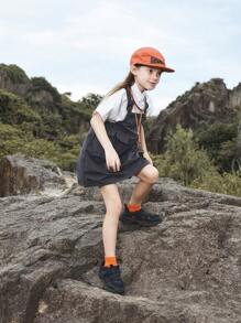 MARC&JANIE 少女山地風格戶外透氣速乾連身裙,帶大口袋,適用於春季